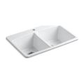 Product Image of 33" Top-Mount Double-Bowl Kitchen Sink (White), K-5846-1-0