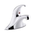 Product Image of Single-Handle Centerset Bathroom Sink Faucet w/ Grid Drain, 0.5 GPM Vandal-Resistant Aerator And Red/Blue Indicator (Polished Chrome), K-15198-4RA-CP