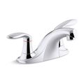 Product Image of Two-Handle Centerset Bathroom Sink Faucet w/ Grid Drain, 0.5 GPM Vandal-Resistant Aerator And Red/Blue Indicator (Polished Chrome), K-15243-4RA-CP