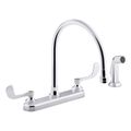 Product Image of Triton Bowe 1.8 Gpm Kitchen Sink Faucet w/ 9-5/16" Gooseneck Spout, Matching Finish Sidespray, Aerated Flow And Wristblade Handles (Polished Chrome), K-810T71-5AFA-CP