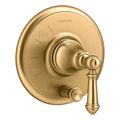 Product Image of Artifacts Rite-Temp Valve Trim w/ Push-Button Diverter And Lever Handle (Vibrant Brushed Moderne Brass), K-T72768-4-2MB