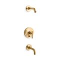 Product Image of Rite-Temp Bath And Shower Trim Kit w/ Push-Button Diverter And Lever Handle, Without Showerhead (Vibrant Brushed Moderne Brass)