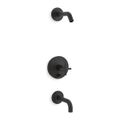 Product Image of Rite-Temp Bath And Shower Trim Kit w/ Push-Button Diverter And Cross Handle, Without Showerhead (Matte Black), K-T14421-3L-BL