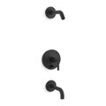 Product Image of Rite-Temp Bath And Shower Trim Kit w/ Push-Button Diverter And Lever Handle, Without Showerhead (Matte Black), K-T14421-4L-BL