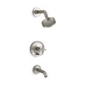 Product Image of Rite-Temp Bath And Shower Trim Kit w/ Push-Button Diverter And Cross Handle, 1.75 GPM (Vibrant Brushed Nickel), K-T14420-3G-BN