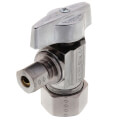 Product Image of 1/2" Nom Compr (5/8" OD) x 1/4" OD Compr. 1/4 Turn Angle Ball Stop, Lead Free (Chrome Plated)