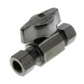 Product Image of 1/4" Nom Compression (3/8" OD) x 3/8" OD Compression 1/4-Turn Straight Ball Stop Valve, Lead Free (Chrome)