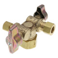 Product Image of 1/2" Nom Comp. (5/8" OD) x 3/8" x 1/4" OD Comp. Dual Outlet Angle Ball Stop Valve, Lead Free (Rough Brass)