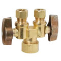 Product Image of 1/2" Nom Compression (5/8" OD) x 3/8" OD Compression x 3/8" OD Compression Straight Supply Stop (Rough Brass)