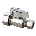 Product Image of 1/2" Nom Compression (5/8" OD) x 1/2" OD Compression 1/4-Turn Straight Ball Stop Valve, Lead Free (Chrome)