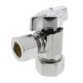 Product Image of 1/2" Nom Compression (5/8" OD) x 1/2" OD Compression 1/4-Turn Angle Ball Stop Valve, Lead Free (Chrome)