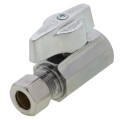 Product Image of 3/8" FIP x 3/8" OD Compression 1/4-Turn Straight Ball Stop Valve, Lead Free (Chrome)