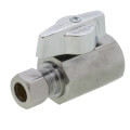 Product Image of 1/2" FIP x 3/8" OD Compression 1/4-Turn Straight Ball Stop Valve, Lead Free (Chrome)