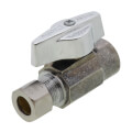 Product Image of 1/2" Nom. Sweat x 3/8" O.D. Compr. Straight Stop Valve, 1/4-Turn, Lead Free (Chrome)