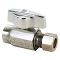 Product Image of 1/2" Nominal Sweat x 3/8" OD Compression 1/4-Turn Straight Ball Stop Valve, Lead Free (Rough Brass)