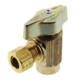 Product Image of 1/2" Nominal Sweat x 3/8" OD Compression 1/4-Turn Angle Ball Stop Valve, Lead Free (Rough Brass)