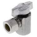 Product Image of 1/2" FIP x 1/2" OD Compression 1/4-Turn Angle Ball Stop Valve, Lead Free (Chrome)