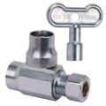 Product Image of 1/2" Nominal Sweat x 3/8" OD Compression 1/4-Turn Straight Ball Stop Valve Lead Free (Chrome)