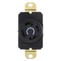 Product Image of Turnlok Single Locking Receptacle, 30A, 2 Pole, NEMA L15-30R - Black (250V)