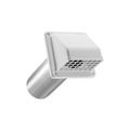 Product Image of 4" White Plastic Wall Exhaust Hood Dryer Vent with Damper, Screen and 11" Pipe