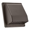 Product Image of 6" Brown Plastic Wall Exhaust/Intake Vent w/ Hinged Screen and Removable Damper
