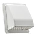 Product Image of 6" White Plastic Wall Exhaust Vent w/ Spring Damper & Removable Screen