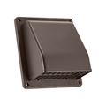 Product Image of 6" Brown Plastic Wall Exhaust/Intake Vent w/ Hinged Screen and Removable Damper