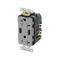 Product Image of 20A Tamper Resistant USB Duplex Receptacle, 125V, Back or Side Wire, NEMA 5-20R, 2-Pole, 3-Wire, Self-Grounding, (Gray), T5832-HGG
