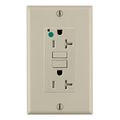 Product Image of SmartlockPro Extra Heavy-Duty Hospital Grade GFCI Receptacle/Outlet w/ Wall Plate, 2P, 20A, NEMA 5-20R, Ivory (125V), GFTR2-HGI