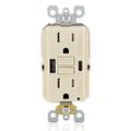 Product Image of SmartLockPro Self-Test GFCI Combination 24W Type A/C USB Charger, NEMA 5-15R - Light Almond (15A, 125V)