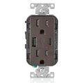 Product Image of Decora Tamper Resistant Combination Duplex Receptacle w/ 25W+ (5.1A) USB Charger, NEMA 5-15R - Brown (15A, 125V)