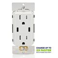 Product Image of 60W USB Type C/C Power Delivery Wall Outlet Charger w/ 15A Tamper Resistant Outlet (White), T5636-W
