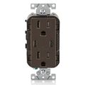 Product Image of Decora Tamper-Resistant Combination Duplex Receptacle w/ 30W (6A) Dual Type C/C Power Delivery USB Charger, NEMA 5-15R - Brown (15A, 125V), T5637-B