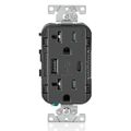 Product Image of Decora Tamper-Resistant Combination Duplex Receptacle w/ 25W+ (5.1A) Dual Type A/C USB Charger, NEMA 5-20R - Black (20A, 125V)