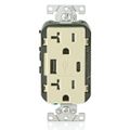 Product Image of Decora Tamper-Resistant Combination Duplex Receptacle w/ 25W+ (5.1A) Dual Type A/C USB Charger, NEMA 5-20R - Ivory (20A, 125V)