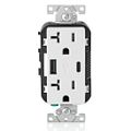 Product Image of Decora Tamper-Resistant Combination Duplex Receptacle w/ 25W+ (5.1A) Dual Type A/C USB Charger, NEMA 5-20R - White (20A, 125V)