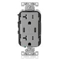 Product Image of Decora Tamper-Resistant Combination Duplex Receptacle w/ 30W (6A) Dual Type C/C Power Delivery USB Charger, NEMA 5-20R - Gray (20A, 125V)