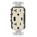 Product Image of Decora Tamper-Resistant Combination Duplex Receptacle w/ 18W (3.6A) Dual Type A/C USB Charger, NEMA 5-20R - Light Almond (20A, 125V)