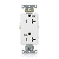Product Image of Decora Plus 20A Weather and Tamper Resistant Duplex Receptacle, 125V, Back or Side Wire, NEMA 5-20R, 2-Pole, 3-Wire, Self-Grounding, (White), WTD20-W