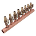 Product Image of 1" Copper Manifold w/ LF Brass 1/2" ProPEX Ball Valve, 8 Outlets (Lead Free Brass)