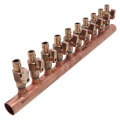 Product Image of 1" Copper Manifold w/ LF Brass 1/2" ProPEX Ball Valve, 10 Outlets (Lead Free Brass)