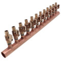 Product Image of 1" Copper Manifold w/ 1/2" ProPEX Ball Valve, 12 Outlets (Lead Free Brass)