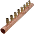 Product Image of 1" Copper Branch Manifold, 1/2" ProPEX Outlets, 8 Outlets (Lead Free Brass)