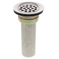 Product Image of Chrome Plated Brass Drain Fitting w/ 2" Perforated Grid Strainer, Stainless Steel Tailpiece, LK8