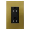 Product Image of Architectural 15A Tamper-Resist Duplex Receptacle,w/ Wall Plate, Matte Finish, LTR-15-TR-QB, Antique Brass