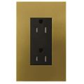 Product Image of Architectural 20A Tamper-Resist Duplex Receptacle,w/ Wall Plate, Matte Finish, LTR-20-TR-QB, Antique Brass
