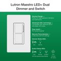 Product Image of Maestro Dual LED+ Control Dimmer & Switch, 120V, 75W, 2.5A (Snow)