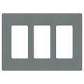 Product Image of Claro 3 Gang Wall Plate for Decorator/Rocker Switches, Satin  (Slate)