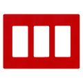 Product Image of Claro 3 Gang Wall Plate for Decorator/Rocker Switches, Satin  (Signal Red)