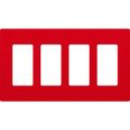 Product Image of Claro 4 Gang Wall Plate for Decorator/Rocker Switches, Satin  (Signal Red)